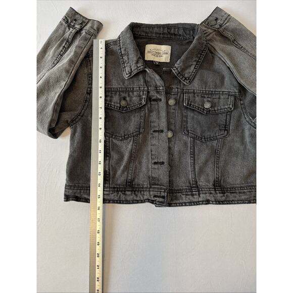 Ashley Vintage Charm Womens S Whimsigoth Black Distressed Denim Cropped Jacket - Picture 6 of 8